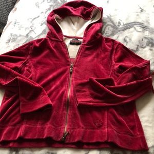 Oleg Cassini crop velvet hoodie